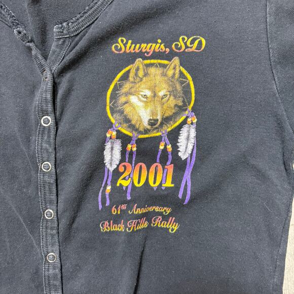 Vintage 2001 Sturgis Rally ButtonUp Tshirt Wolf Dreamcatcher Women’s size Xlarge - Picture 3 of 4